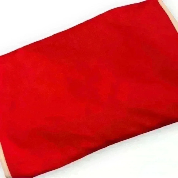 RARE VTG 60s - 70s red & cream canvas clutch East Texas Handbag Co. Lynn - Picture 3 of 11